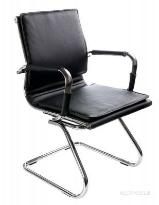 Кресло CH-993-Low-V/black низкая спинка черный искусственная кожа полозья хром