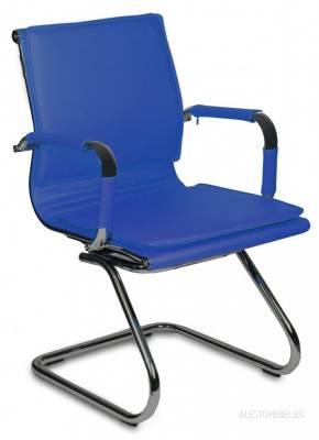 Кресло CH-993-Low-V/blue низкая спинка синий искусственная кожа полозья хром