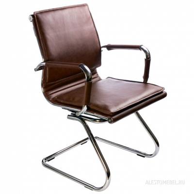 Кресло CH-993-Low-V/brown низкая спинка коричневый искусственная кожа полозья хром