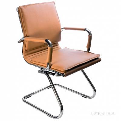 Кресло CH-993-Low-V/camel низкая спинка светло-коричневый искусственная кожа полозья хром