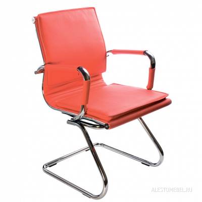 Кресло CH-993-Low-V/red низкая спинка красный искусственная кожа низкая спинка полозья хром