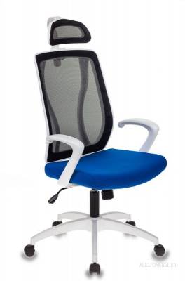 Кресло руководителя MC-W411-H/B/26-21 черный TW-01 сиденье синий 26-21 сетка/ткань (пластик