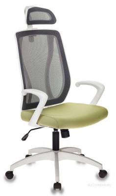 Кресло руководителя MC-W411-H/DG/26-32 серый TW-04 сиденье зеленый 26-32 сетка/ткань (пласт