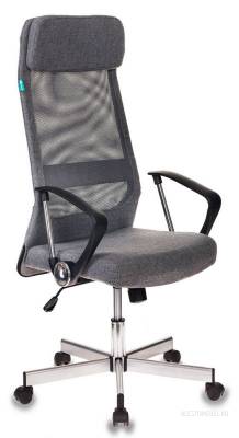 Кресло руководителя T-995HOME/GREY серый TW-04+ 10-128 сетка/ткань крестовина металл