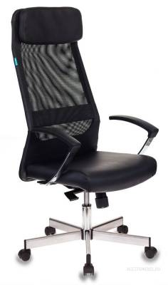 Кресло руководителя T-995SL/BLACK черный TW-01 искусст.кожа/сетка крестовина хром