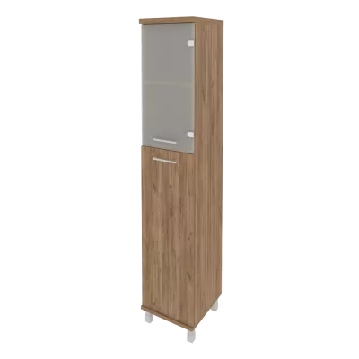 Шкаф высокий узкий правый (1 средняя дверь ЛДСП, 1 низкая дверь стекло) 401*432*2060